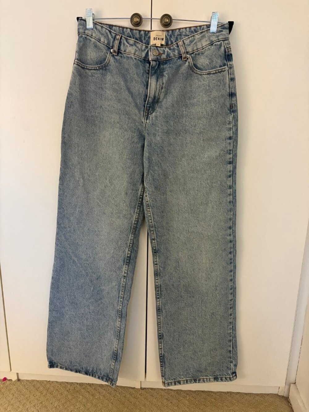 Sézane Denim Wide Leg Jeans, Light Wash, Size 40